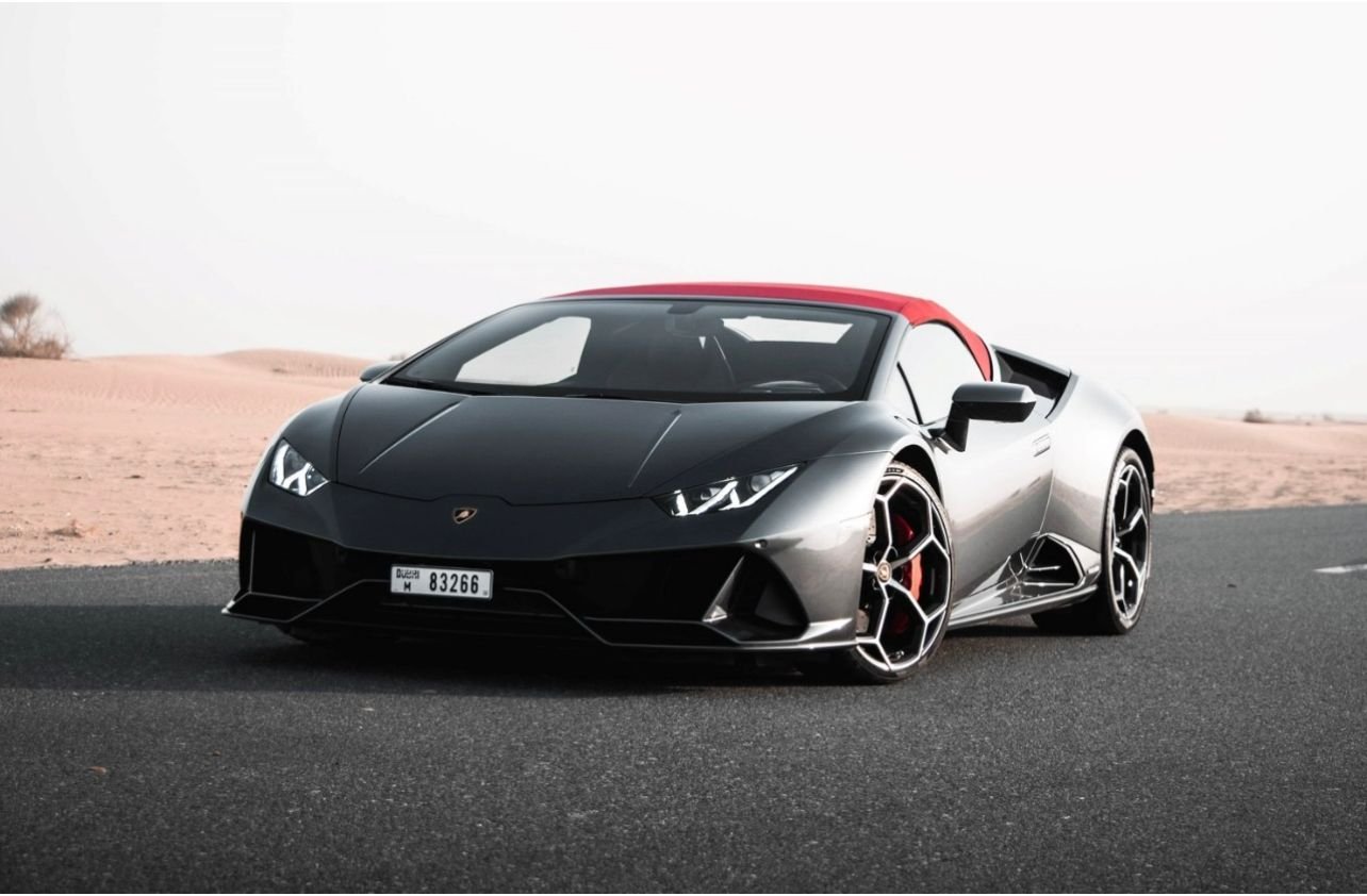 Lamborghini Huracan Evo Spyder Black 2022 for rent Dubai